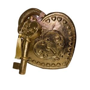 Viral Rachel Zoe 11" Gold Heart Lock and Key Valentine's Day Decor Tik Tok NEW